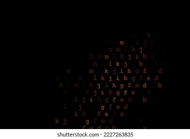 Dark yellow, orange vector background with signs of alphabet. Shining colorful illustration with isolated letters. Best design for your ad, poster, banner of college.