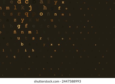 Dark yellow, orange vector background with signs of alphabet. Colored alphabet signs with gradient on white background. The pattern can be used for ad, booklets, leaflets of education.