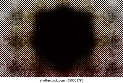 Dark Yellow, Orange vector banner with circles, spheres. Abstract spots. Background of Art bubbles in halftone style with colored gradient.