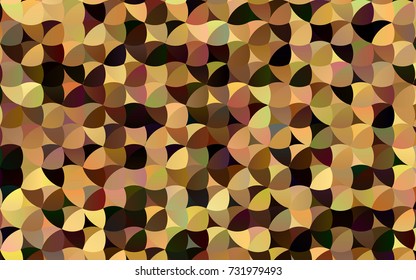 Dark Yellow, Orange vector banner with circles, spheres. Abstract spots. Background of Art bubbles in halftone style with colored gradient.