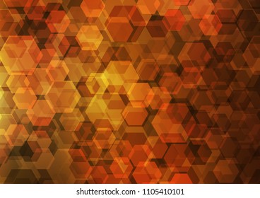 Dark Yellow, Orange vector blurry hexagon background. Shining illustration, which consist of hexagons. The completely new template can be used for your brand book.