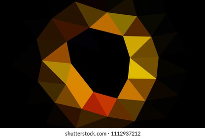 Dark Yellow, Orange vector blurry hexagon blurry triangle. Shining illustration, which consist of triangles. A completely new design for your business.