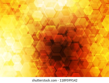 Dark Yellow, Orange vector blurry hexagon pattern. Shining colored illustration in a Brand new style. The elegant pattern can be used as part of a brand book.