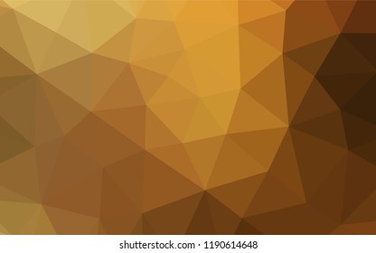 Dark Yellow, Orange vector blurry hexagon texture. Triangular geometric sample with gradient.  Brand new style for your business design.