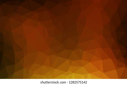 Dark Yellow, Orange vector blurry triangle template. Triangular geometric sample with gradient.  Triangular pattern for your business design.
