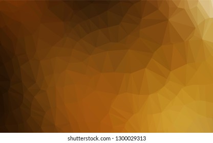 Dark Yellow, Orange vector blurry hexagon texture. Triangular geometric sample with gradient.  Brand new style for your business design.