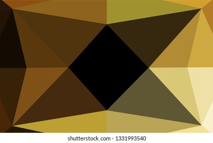 Dark Yellow, Orange vector blurry hexagon template. Triangular geometric sample with gradient.  The best triangular design for your business.