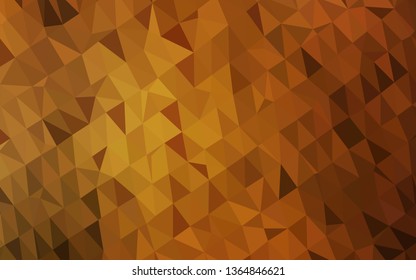 Dark Yellow, Orange vector blurry triangle texture. A completely new color illustration in a vague style. Brand new design for your business.