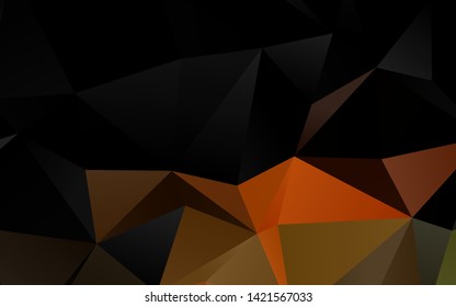 Dark Yellow, Orange vector blurry triangle texture. Triangular geometric sample with gradient.  New texture for your design.