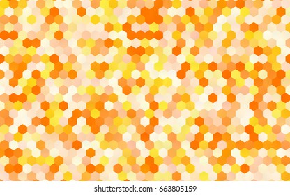 Dark Yellow, Orange vector blurry hexagon background design. Geometric background in Origami style with gradient. 