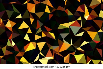 Dark Yellow, Orange vector blurry triangle background. Triangular geometric sample with gradient.  A completely new template for your business design.