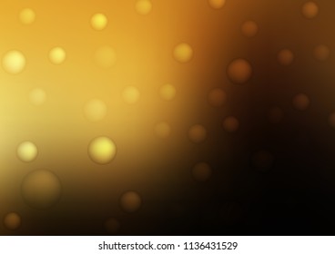 Dark Yellow, Orange vector cover with spots. Beautiful colored illustration with blurred circles in nature style. The pattern can be used for aqua ad, booklets.