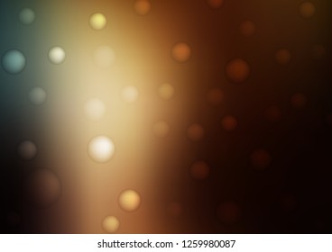 Dark Yellow, Orange vector cover with spots. Abstract illustration with colored bubbles in nature style. Pattern can be used as texture of water, rain drops.