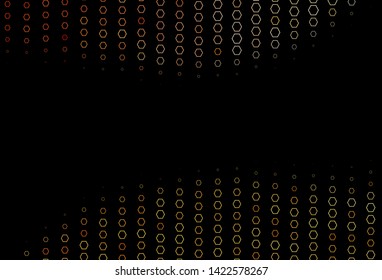 Dark Yellow, Orange vector cover with set of hexagons. Illustration of abstract hexagons on colorful surface. Pattern can for your ad, booklets.