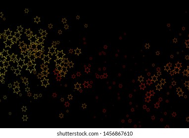 Dark Yellow, Orange vector cover with small and big stars. Decorative shining illustration with stars on abstract template. The pattern can be used for wrapping gifts.
