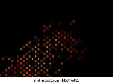 Dark Yellow, Orange vector cover with spots. Blurred bubbles on abstract background with colorful gradient. Pattern of water, rain drops.