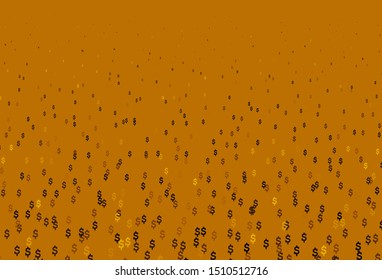 Dark Yellow, Orange vector cover with Dollar signs. Shining colored illustration with USD signs. The pattern can be used for ad, booklets, leaflets of banks.