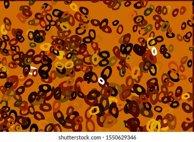 Dark Yellow, Orange vector cover with spots. Abstract illustration with colored bubbles in nature style. Pattern for ads, leaflets.