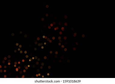 Dark Yellow, Orange vector cover with beautiful snowflakes. Decorative shining illustration with snow on abstract template. The template can be used as a new year background.