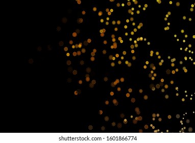 Dark Yellow, Orange vector cover with beautiful snowflakes. Glitter abstract illustration with crystals of ice. The pattern can be used for new year ad, booklets.