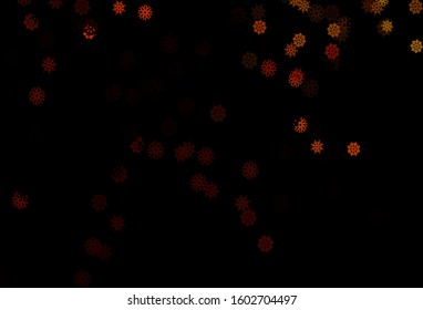 Dark Yellow, Orange vector cover with beautiful snowflakes. Shining colored illustration with snow in christmas style. The pattern can be used for year new  websites.