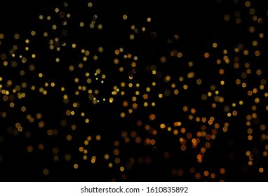 Dark Yellow, Orange vector cover with beautiful snowflakes. Snow on blurred abstract background with gradient. New year design for your ad, poster, banner.