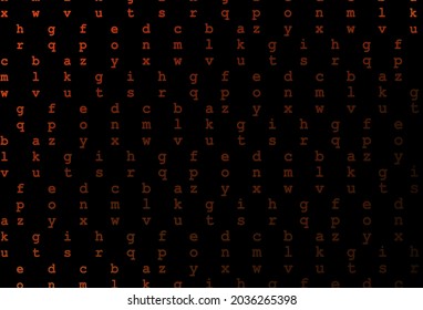 Dark yellow, orange vector cover with english symbols. Shining illustration with ABC symbols on abstract template. The pattern can be used for ad, booklets, leaflets of education.