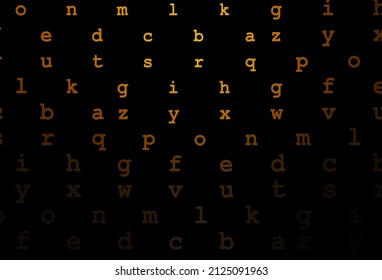 Dark yellow, orange vector cover with english symbols. Shining colorful illustration with isolated letters. Template can be used as a background for ads of typography.
