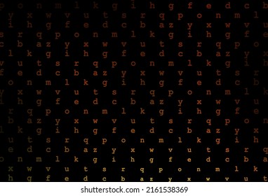 Dark yellow, orange vector cover with english symbols. Modern geometrical illustration with ABC english symbols. Smart design for your business advert of university.