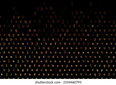 Dark yellow, orange vector cover with english symbols. Modern geometrical illustration with ABC english symbols. Template can be used as a background for ads of typography.