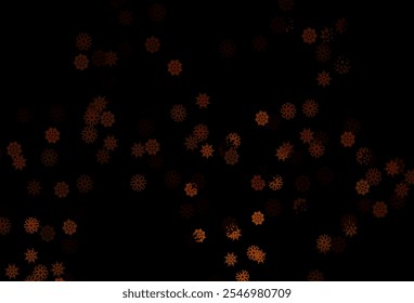 Amarelo escuro, cobertura de vetor laranja com flocos de neve bonitos. Neve em fundo abstrato borrado com gradiente. Design de ano novo para seu anúncio, cartaz, banner.