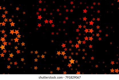 Dark Yellow, Orange vector cover with small and big stars. Decorative shining illustration with stars on abstract template. The pattern can be used for new year ad, booklets.