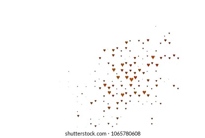 Dark Yellow, Orange vector greeting Card Happy Valentine's Day. Pattern with isolated hearts on the white background. Colored illustration for your banner, website, advert.