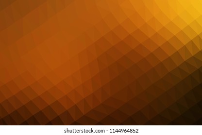 Dark Yellow, Orange vector hexagon mosaic cover. Colorful abstract illustration with gradient. Triangular pattern for your business design.