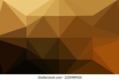 Dark Yellow, Orange vector hexagon mosaic template. Geometric illustration in Origami style with gradient.  Brand new design for your business.
