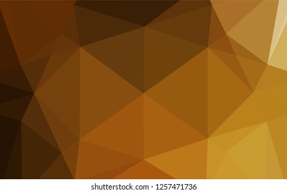 Dark Yellow, Orange vector hexagon mosaic texture. Geometric illustration in Origami style with gradient.  The textured pattern can be used for background.