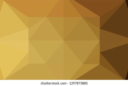 Dark Yellow, Orange vector hexagon mosaic texture. Triangular geometric sample with gradient.  Brand new style for your business design.