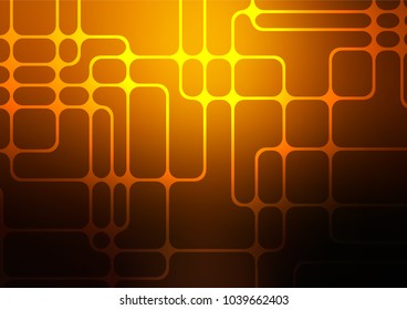 Dark Yellow, Orange vector indian curved template. Creative illustration in blurred style with doodles and Zen tangles. Brand-new design for your business.