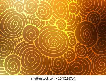 Dark Yellow, Orange vector indian curved texture. A completely new color illustration in doodle style. Brand-new style for your business design.