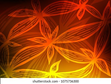 Dark Yellow, Orange vector indian curved texture. Decorative shining illustration with doodles on abstract template. A completely new design for your business.