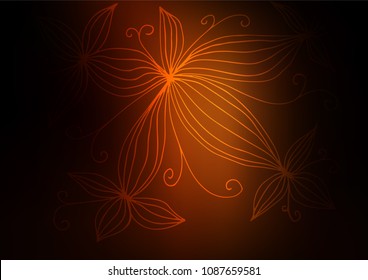 Dark Yellow, Orange vector indian curved template. Glitter abstract illustration with doodles and Zen tangles. The pattern can be used for heads of websites and designs.