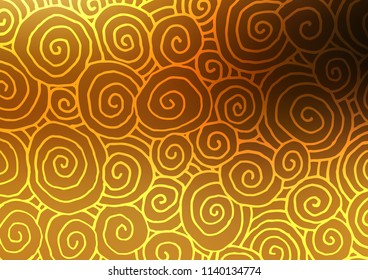 Dark Yellow, Orange vector indian curved texture. A completely new color illustration in doodle style. Hand painted design for web, leaflet, textile.