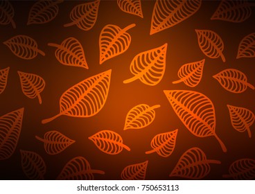 Dark Yellow, Orange vector indian curved texture. Colorful abstract illustration with lines in Asian style. Hand painted design for web, leaflet, textile.