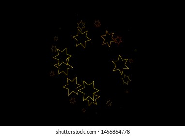 Dark Yellow, Orange vector layout with bright stars. Shining colored illustration with stars. The pattern can be used for new year ad, booklets.