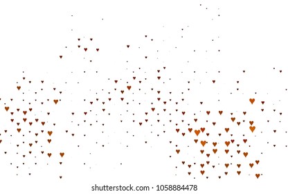 Dark Yellow, Orange vector lovely background with hearts. Valentines greeting card with cute hearts. Abstract pattern for your design, website, ad.