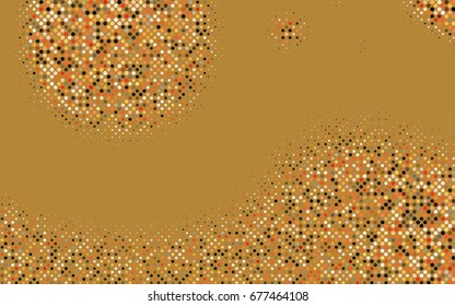 Dark Yellow, Orange vector modern geometrical circle abstract background. Dotted texture template. Geometric pattern in halftone style with gradient. 