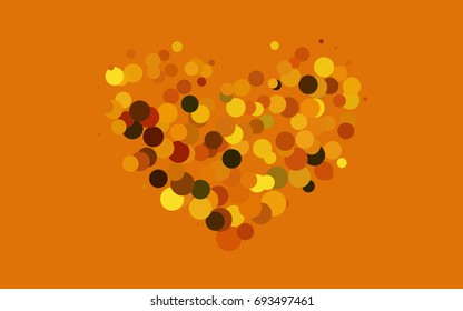 Dark Yellow, Orange vector modern geometrical circle abstract background. Dotted texture template. Geometric pattern in halftone style with gradient. 