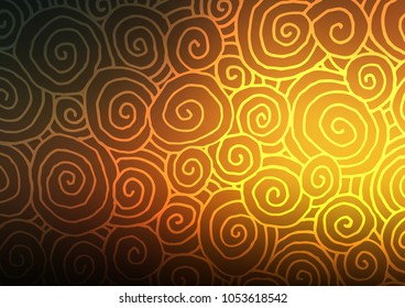 Dark Yellow, Orange vector natural elegant pattern. Shining colored illustration with doodles in Zen tangle style. Brand-new design for your business.