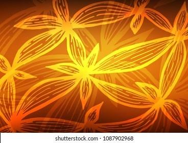 Dark Yellow, Orange vector natural elegant background. Sketchy hand drawn doodles on blurred background. Hand painted design for web, wrapping, wallpaper.