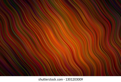 Dark Yellow, Orange vector pattern with bent ribbons. Glitter abstract illustration with wry lines. A new texture for your  ad, booklets, leaflets.